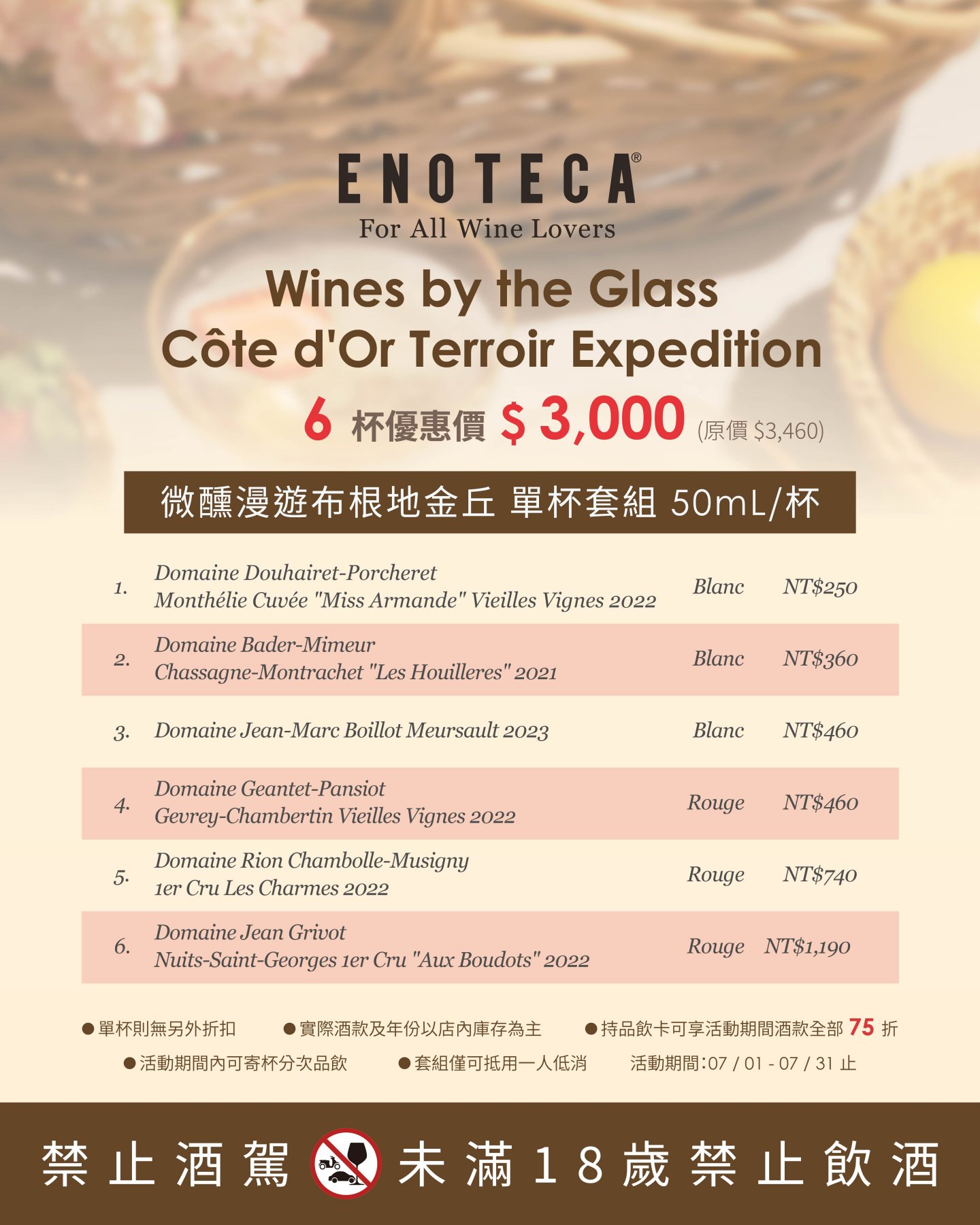 July Glass Map｜7月葡萄酒主題地圖酒單